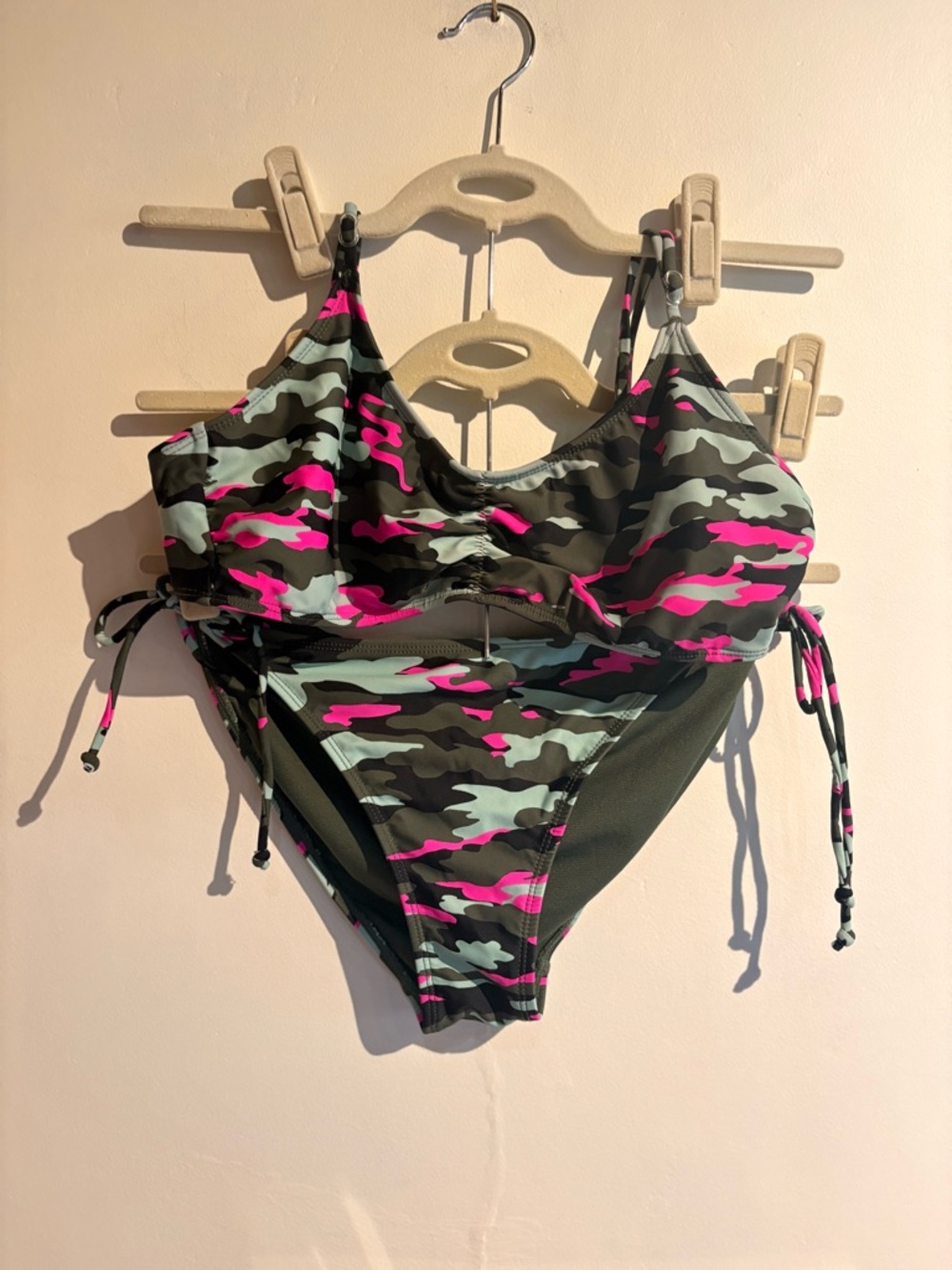 Camo print with pink bikini